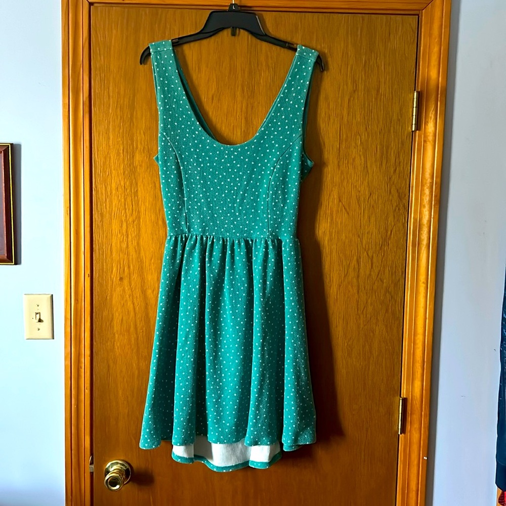 Lauren Conrad Green Polka Dot Summer Dress L
